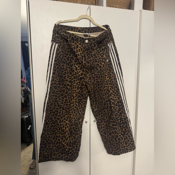 adidas Denim - Adidas Leopard Print Jeans with White Stripes